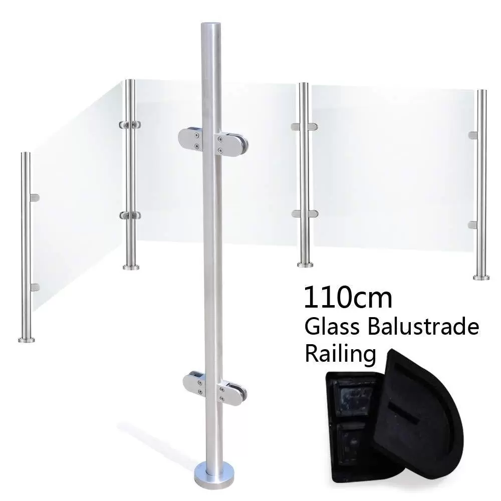 316 Stainless Steel Railing Post 110cm Premium Fence with Glass Clamps Applicable 8-12mm