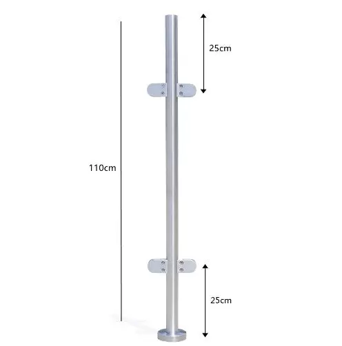 304 Stainless Steel Railing Post 110cm Premium Fence with Glass Clamps Applicable 8-12mm
