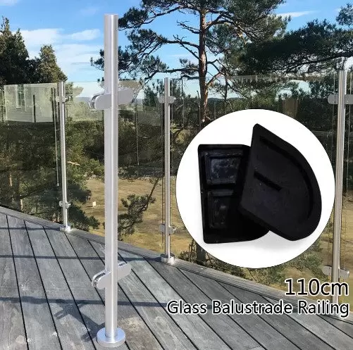 304 Stainless Steel Railing Post 110cm Premium Fence with Glass Clamps Applicable 8-12mm