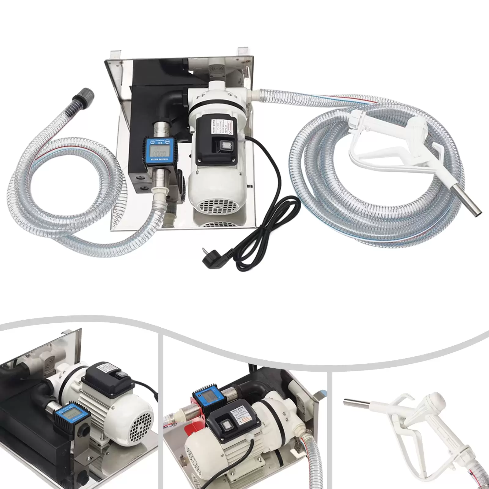 Urea pump 230 V - Diaphragm pump - 330 W 40 L/min - Urea pump with hose and gun - (with flow meter and wall shelf)