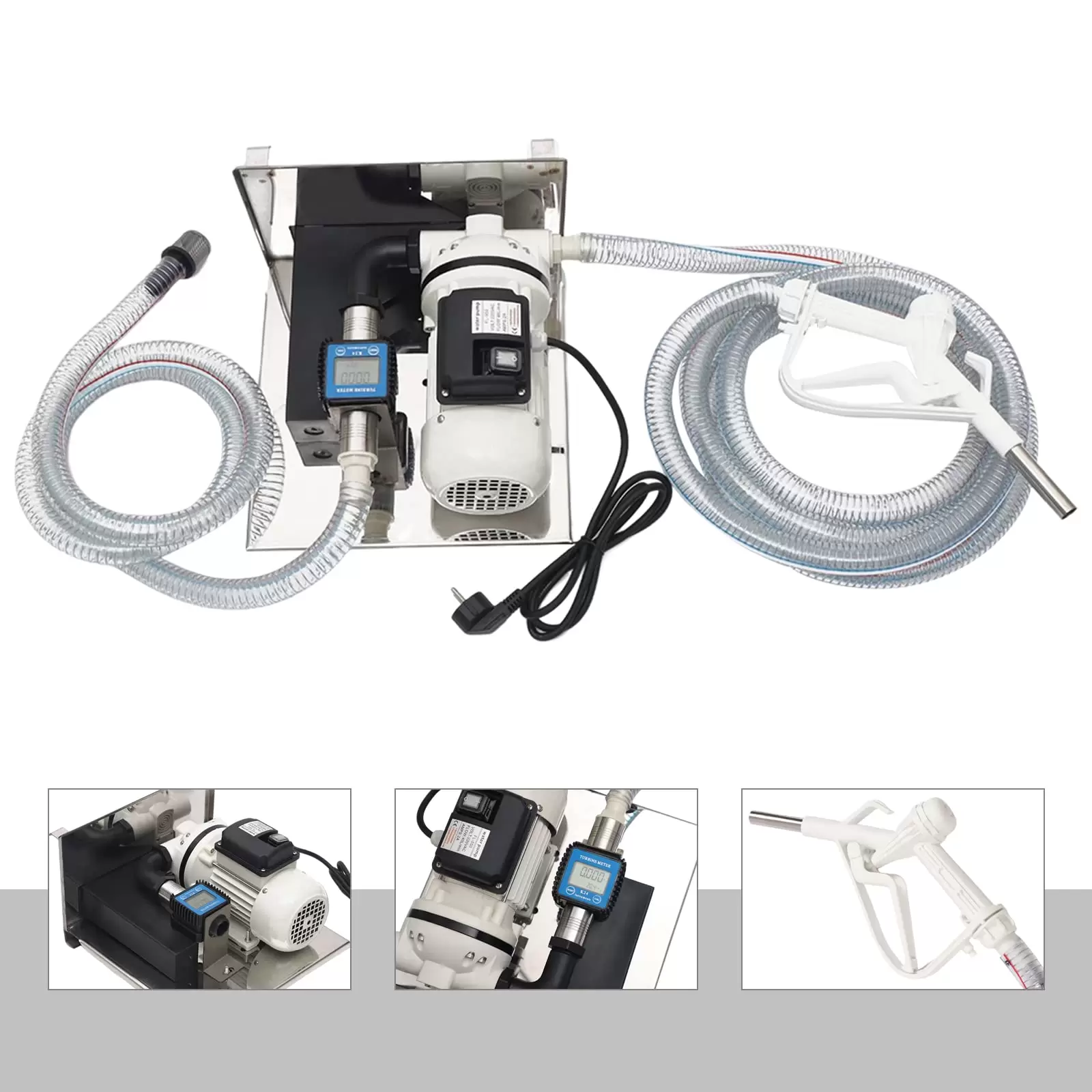 Urea pump 230 V - Diaphragm pump - 330 W 40 L/min - Urea pump with hose and gun - (with flow meter and wall shelf)