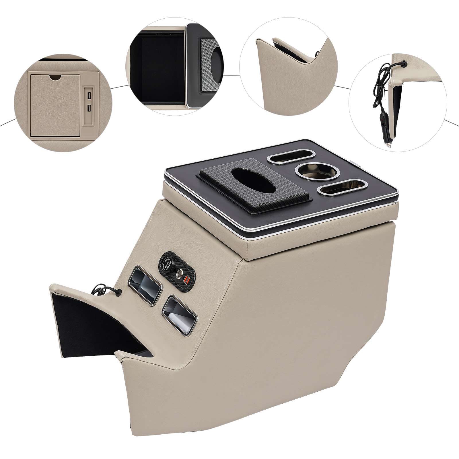 Beige Armrest Box For Mercedes Benz V Class V220 V250 V260 2014-2022 Beige Stylish Appearance Nice Replacement Large Storage Space