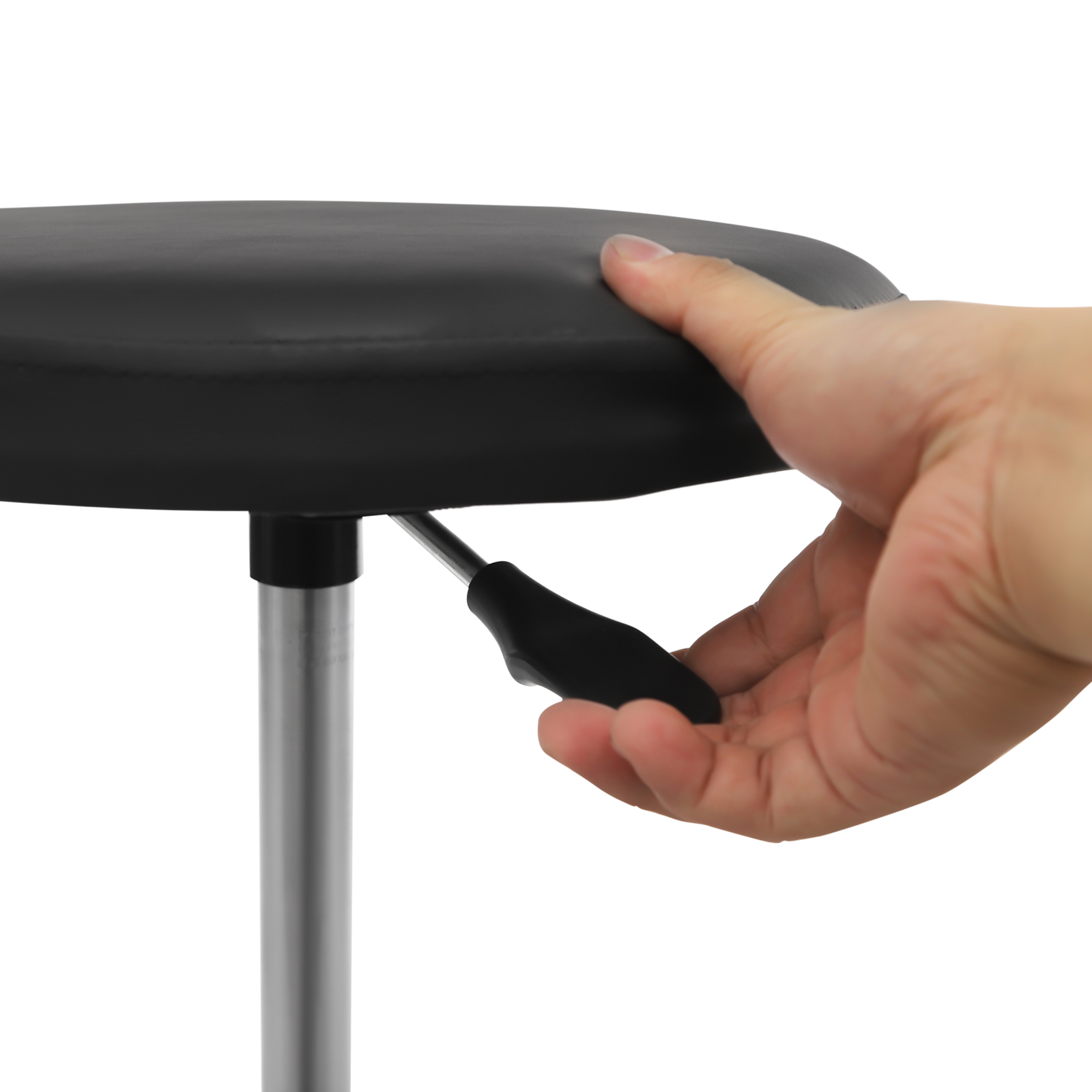 Round Workshop Rolling Seat, Pneumatic Garage Seat, Rolling Pneumatic Shop Seat - Black