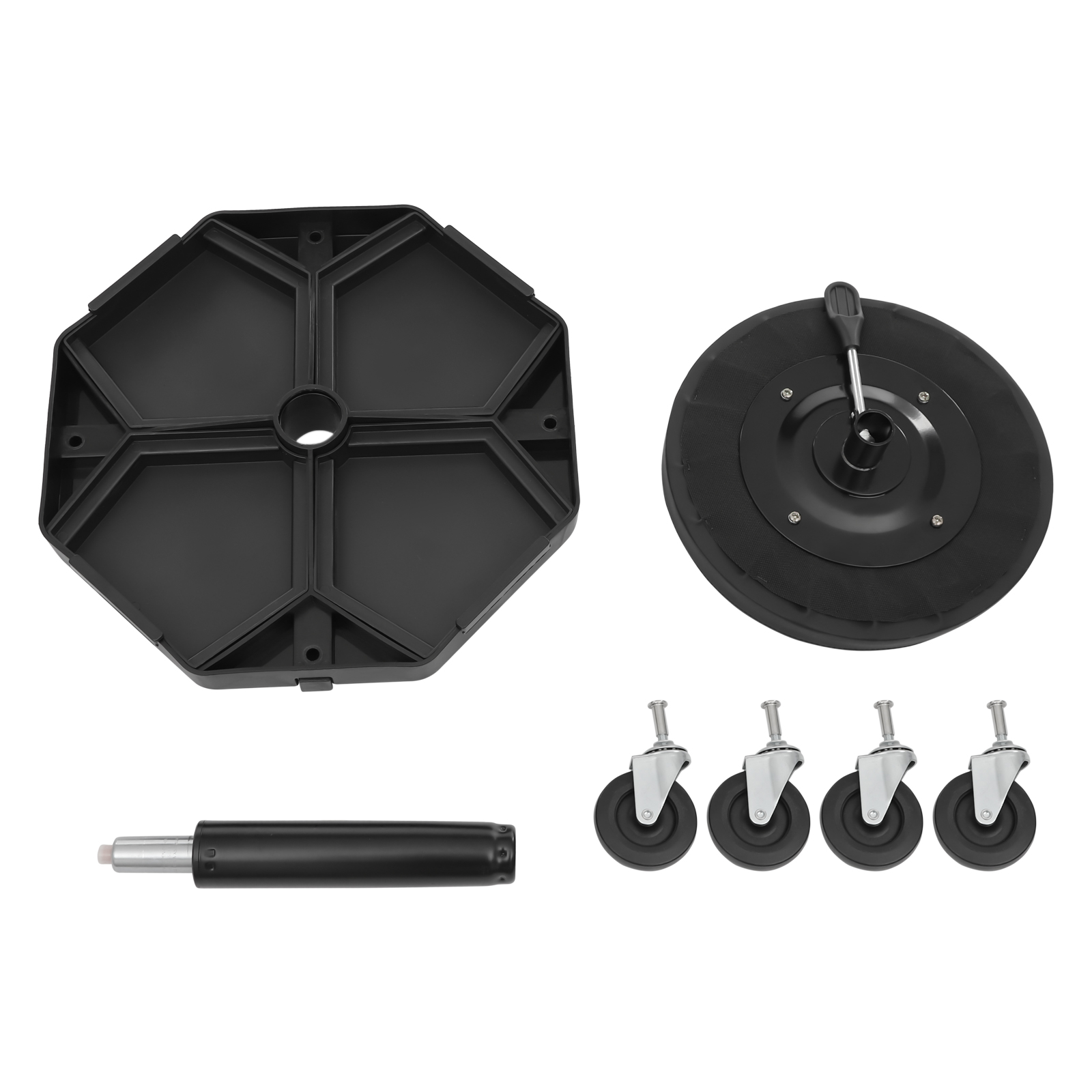 Round Workshop Rolling Seat, Pneumatic Garage Seat, Rolling Pneumatic Shop Seat - Black
