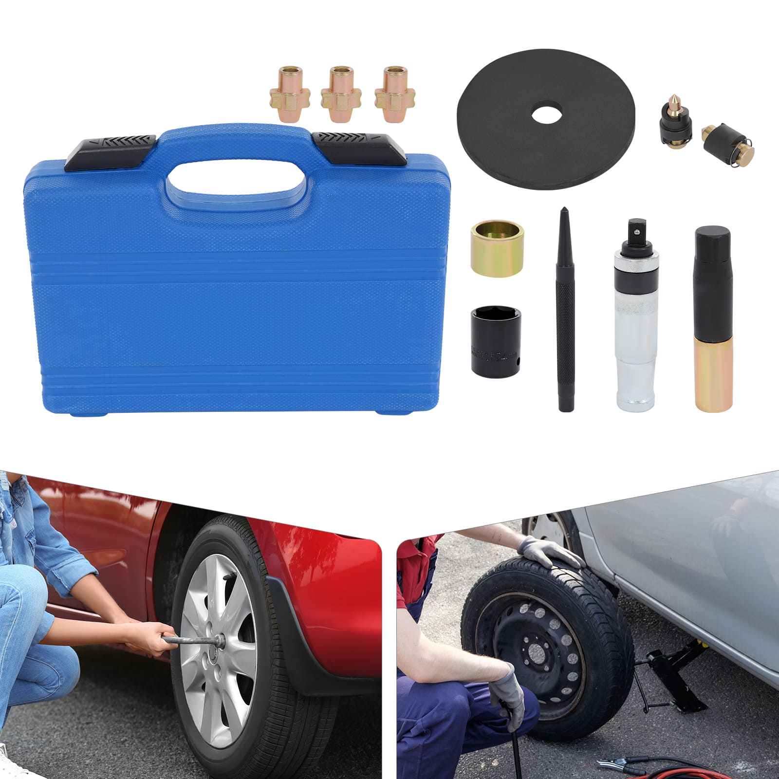 Wheel nut extraction kit, Tool set for removing wheel nuts, for car maintenance at home, in personal workshops, car repair shops Wheel nut extraction kit, Tool set for removing wheel nuts, for car maintenance at home, in personal workshops, car repair shops