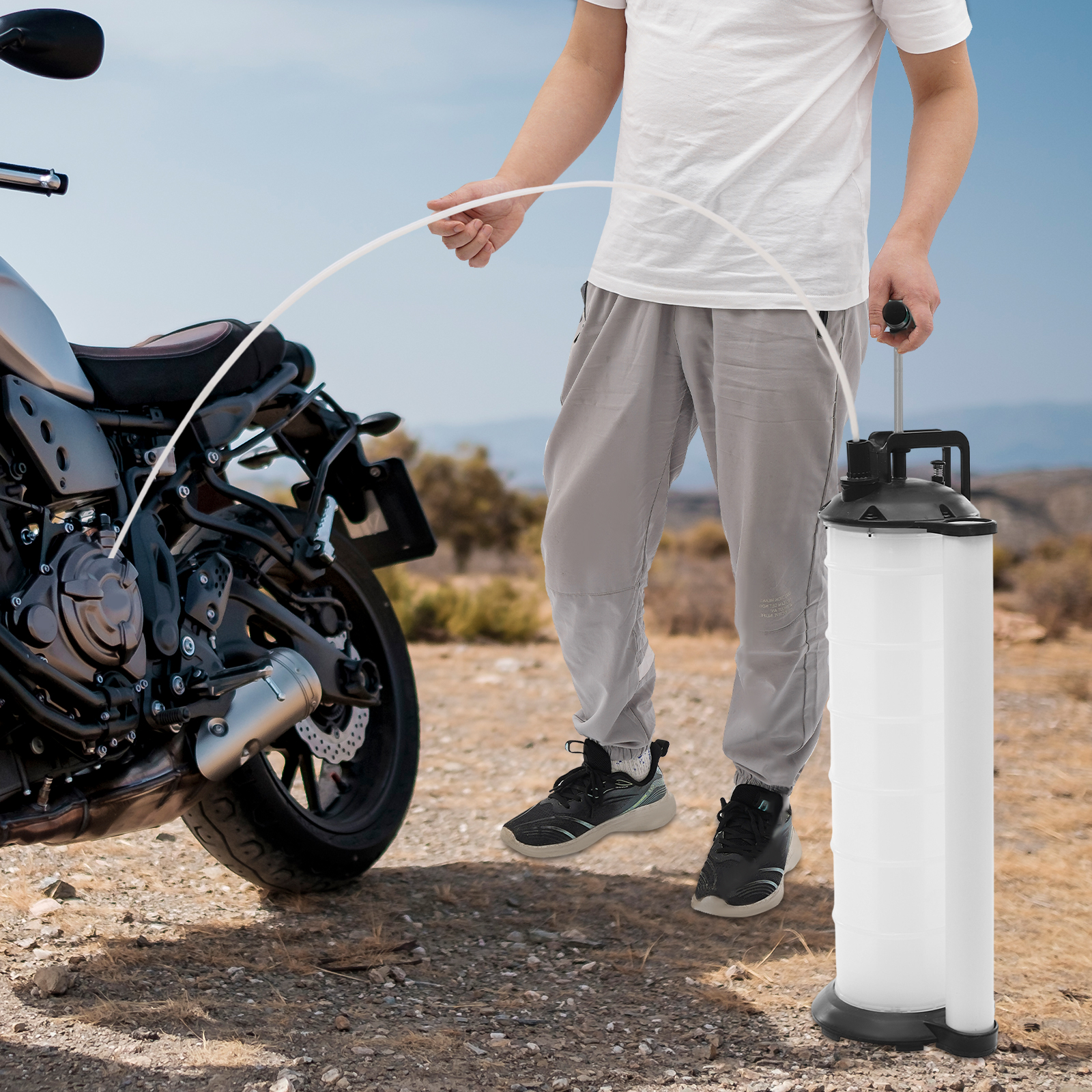 7L manual oil drainer, oil drain pump, for automobiles, motorcycles and etc. 24.5*24.5*65cm 7L manual oil drainer, oil drain pump, for automobiles, motorcycles and etc. 24.5*24.5*65cm