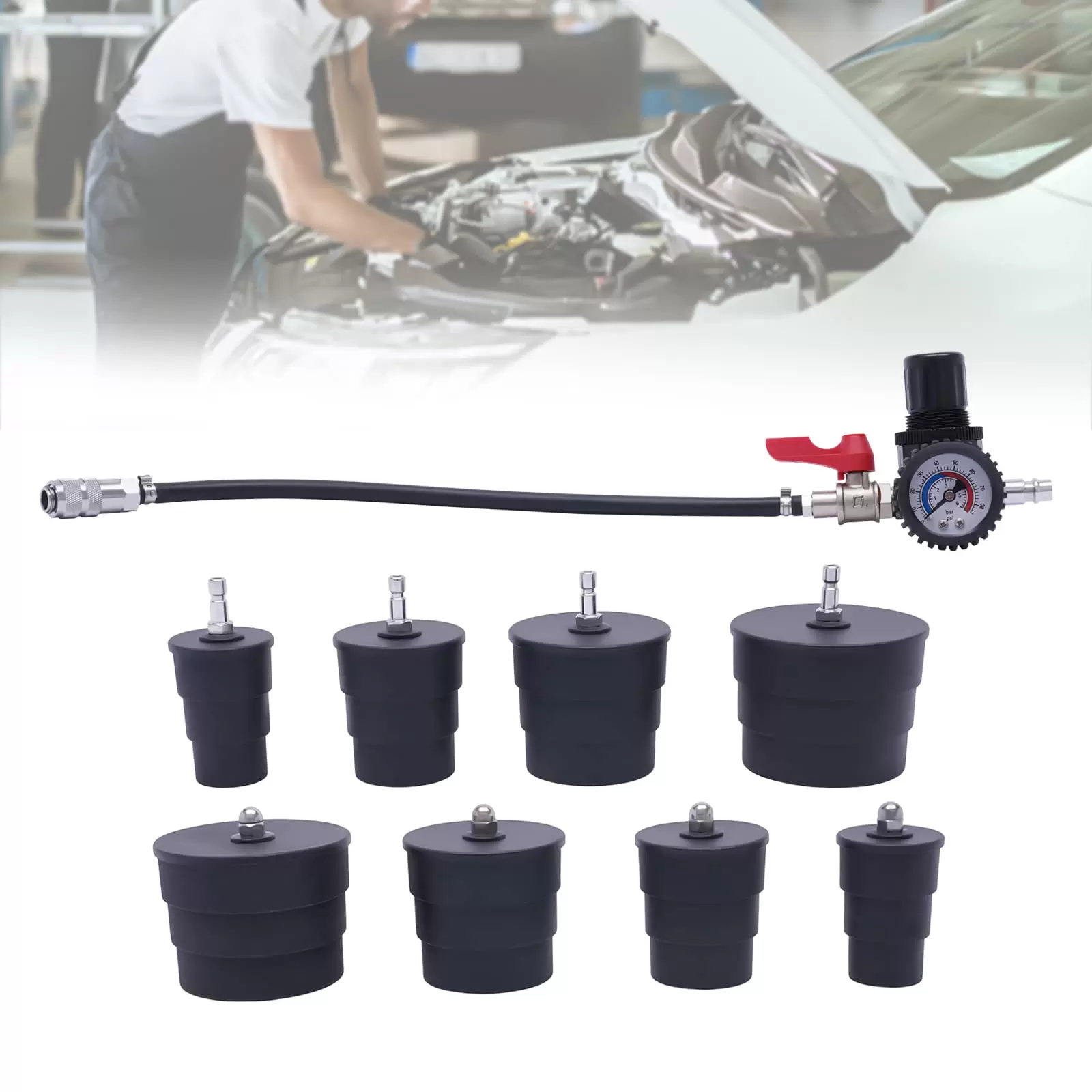 9pcs Turbocharger System Adapters for 1.38" to 3.54" Coolant Hose Turbo System Charger Air Pressure Leakage Tester Turbo System Leakage Tester 9pcs Turbocharger System Adapters for 1.38" to 3.54" Coolant Hose Turbo System Charger Air Pressure Leakage Tester Turbo System Leakage Tester