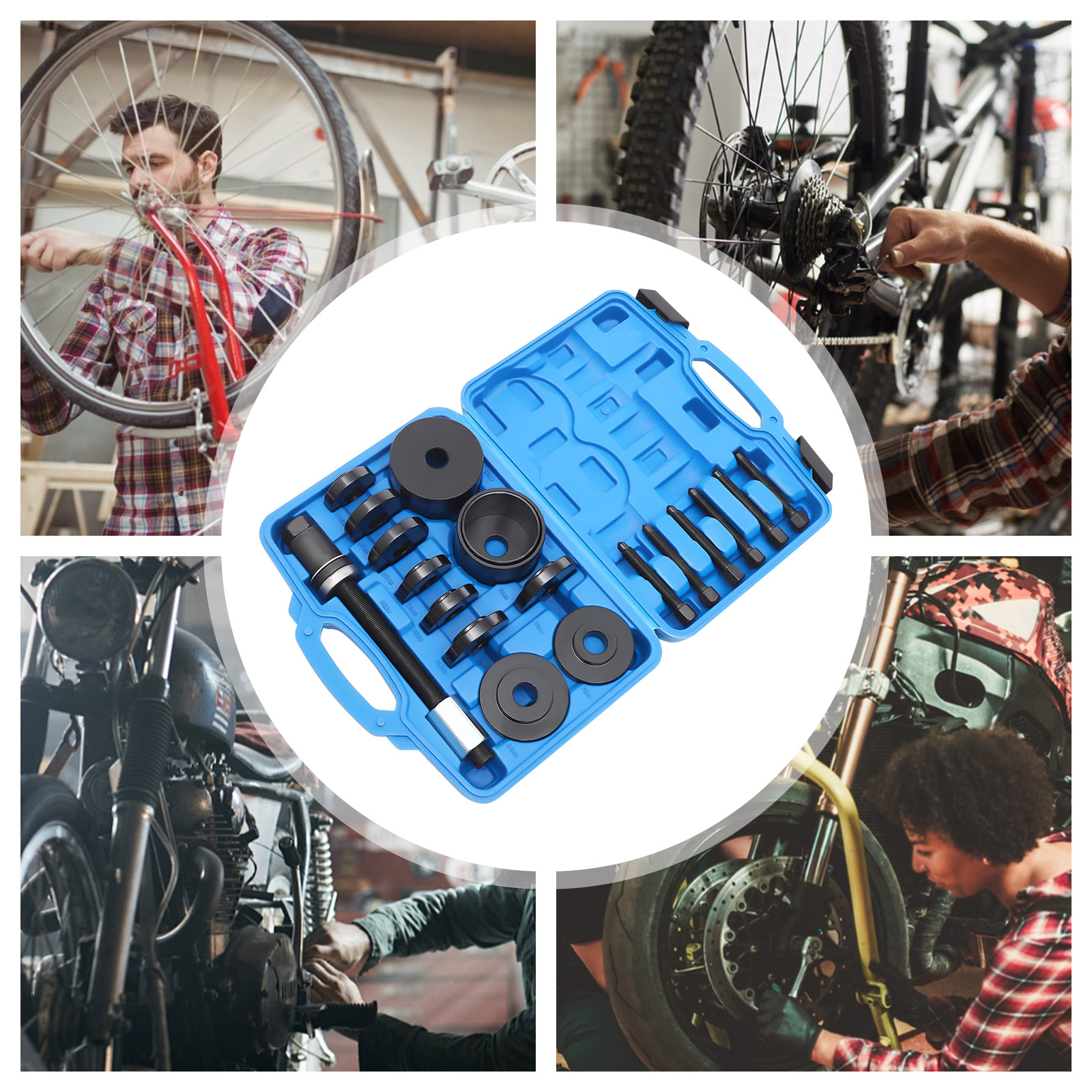 21 Pieces Front Wheel Drive Bearing Removal Adapter Puller Pulley Tool Kit Master Set Wheel Bearing Wheel Hub Tool Bearing Puller Set Black 21 Pieces Front Wheel Drive Bearing Removal Adapter Puller Pulley Tool Kit Master Set Wheel Bearing Wheel Hub Tool Bearing Puller Set Black