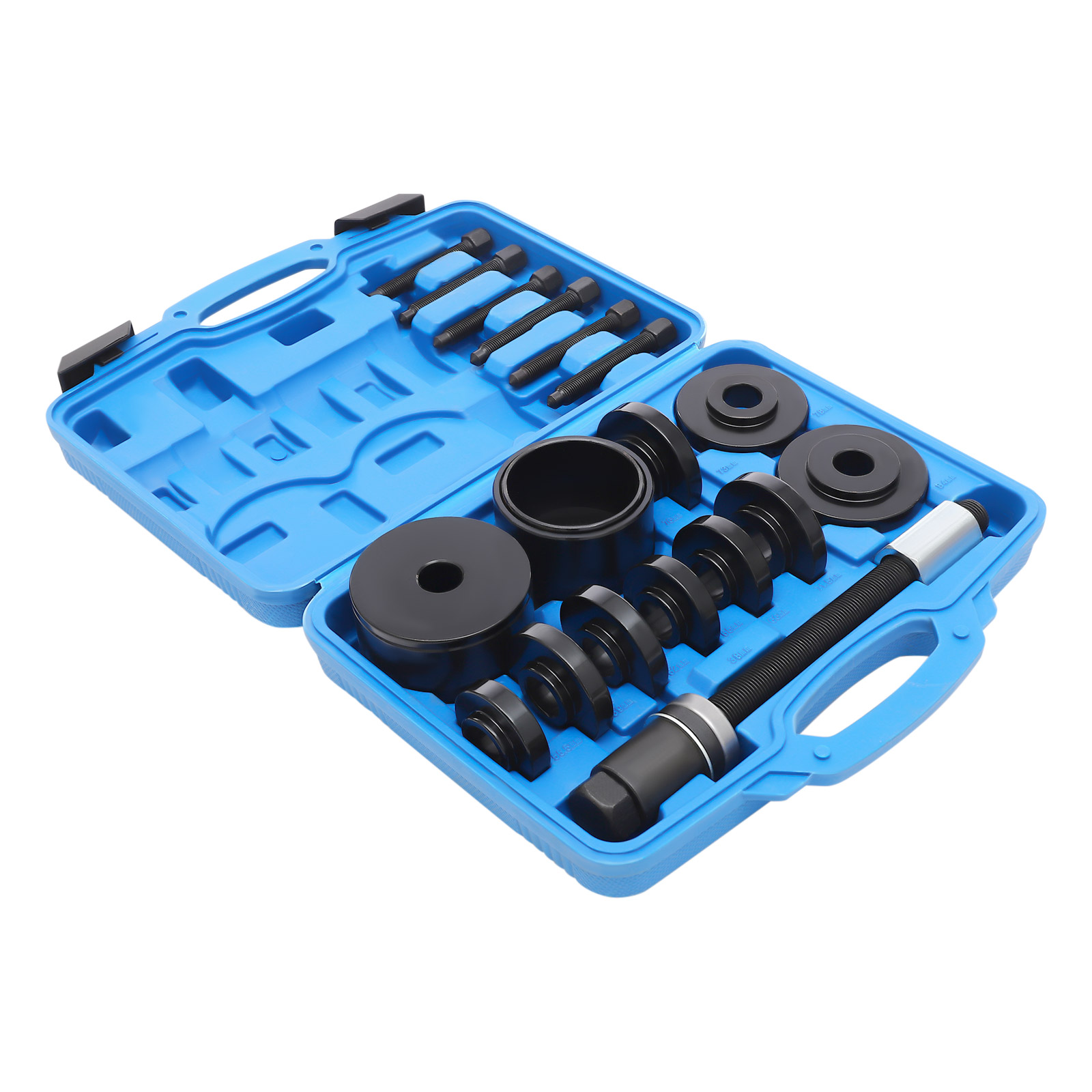 21 Pieces Front Wheel Drive Bearing Removal Adapter Puller Pulley Tool Kit Master Set Wheel Bearing Wheel Hub Tool Bearing Puller Set Black 21 Pieces Front Wheel Drive Bearing Removal Adapter Puller Pulley Tool Kit Master Set Wheel Bearing Wheel Hub Tool Bearing Puller Set Black