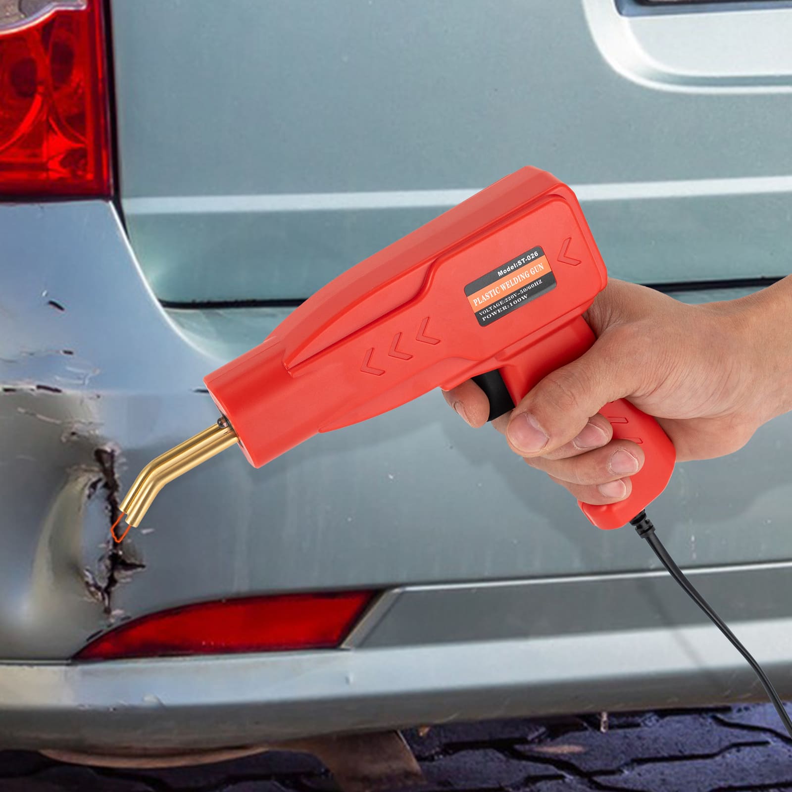 Plastic welder, Car bumper repair kit, for repairing various plastics such as ABS, PP, TPO, TPE, etc (red)