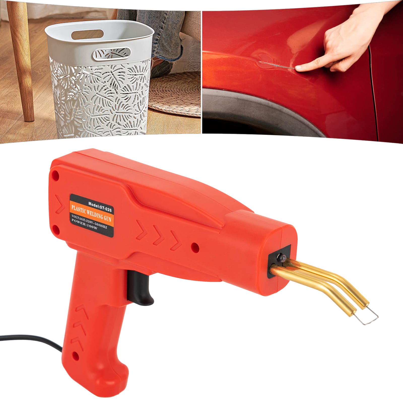 Plastic welder, Car bumper repair kit, for repairing various plastics such as ABS, PP, TPO, TPE, etc (red)