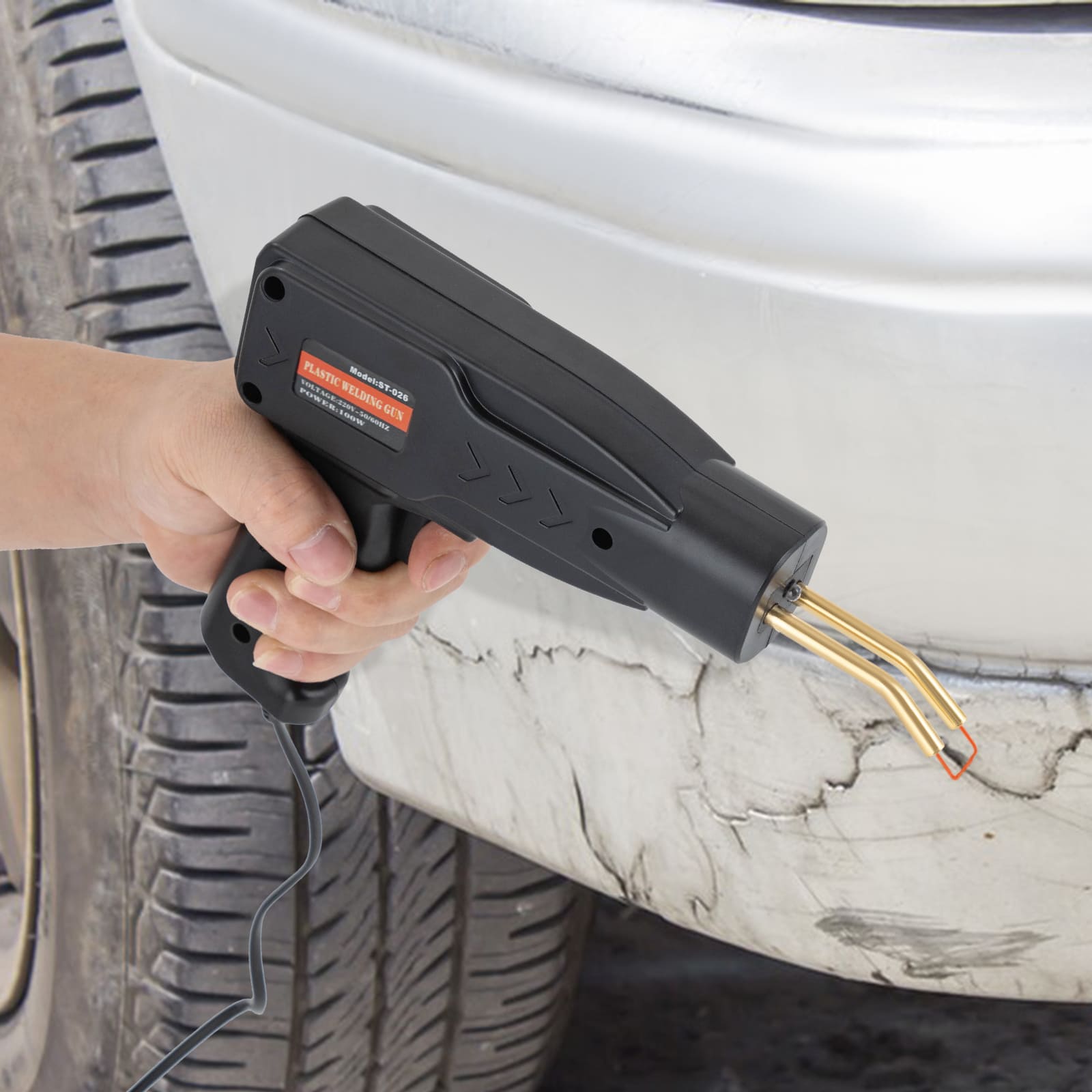 Plastic welder, Car bumper repair kit, for repairing various plastics such as ABS, PP, TPO, TPE, etc (black)