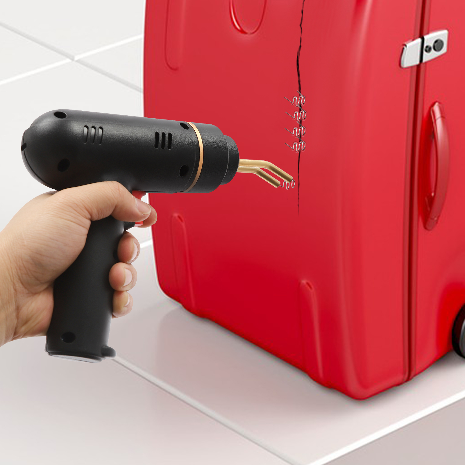 Cordless plastic welder, welding machine, 200 W, Max. heating temperature: 800°C, Black Cordless plastic welder, welding machine, 200 W, Max. heating temperature: 800°C, Black