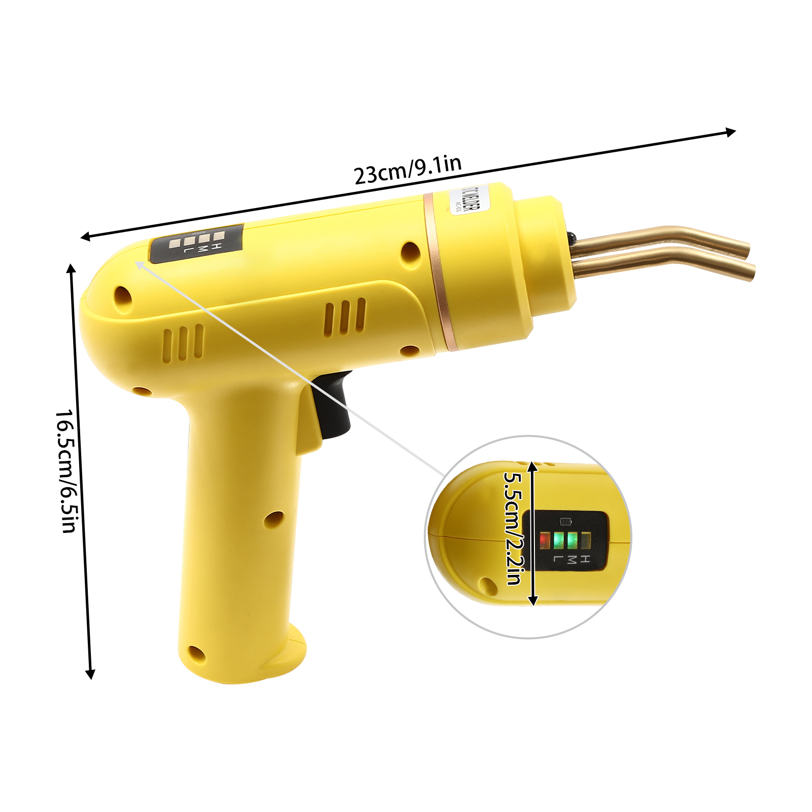 Cordless plastic welder, welding machine, 200 W, Max. heating temperature: 800°C, Yellow Cordless plastic welder, welding machine, 200 W, Max. heating temperature: 800°C, Yellow