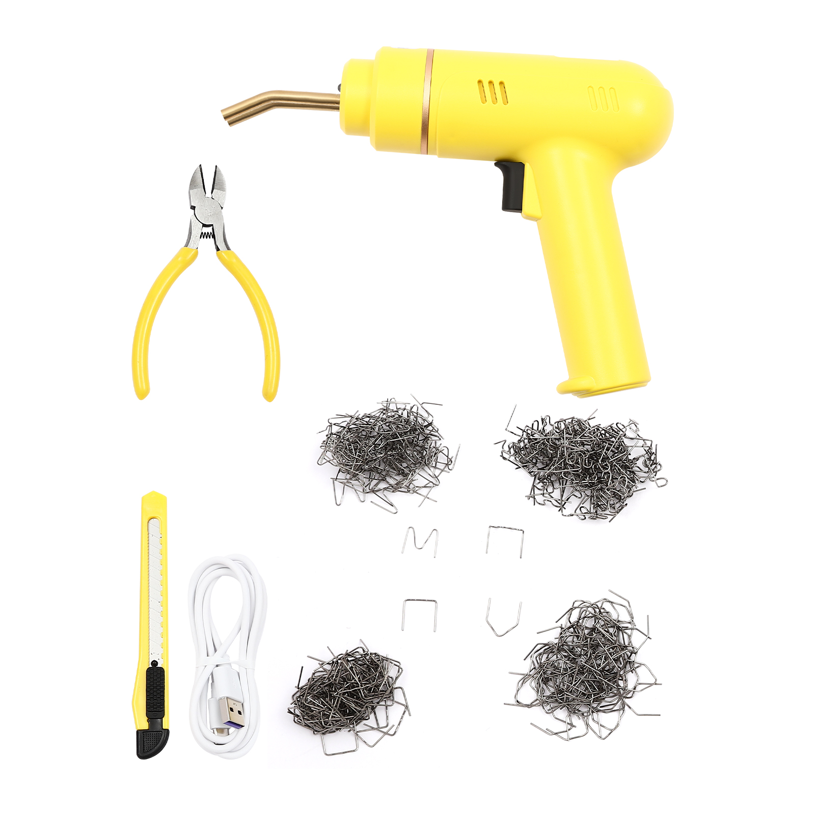 Cordless plastic welder, welding machine, 200 W, Max. heating temperature: 800°C, Yellow Cordless plastic welder, welding machine, 200 W, Max. heating temperature: 800°C, Yellow