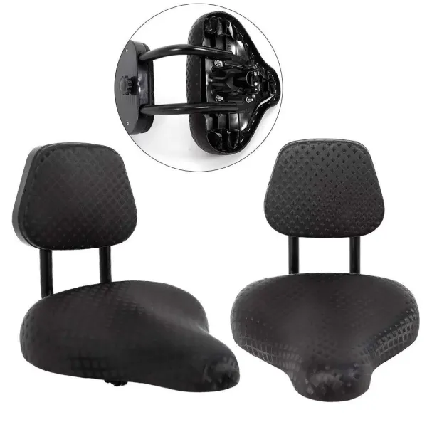 Bicycle Saddle with PU Backrest Waterproof Soft Saddle for Electric Bike Bicycle Universal Black