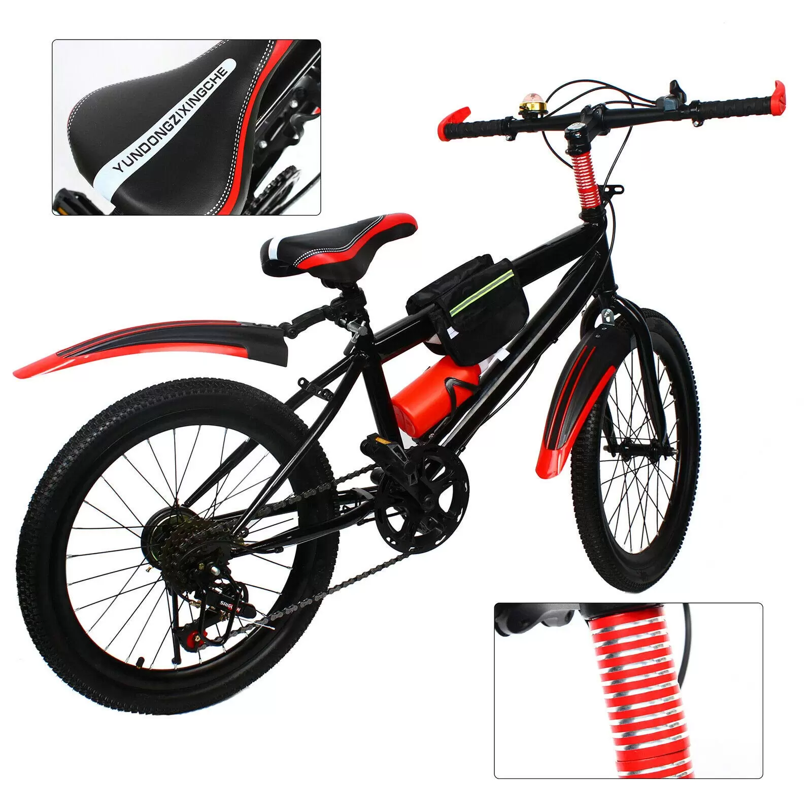 20 Inch Mountain Bike Carbon Steel Children's Mountain Bike Double Disc for Girls Boys  Kids Girls Boys Bike 7 Gang Speed 85 Kg Red