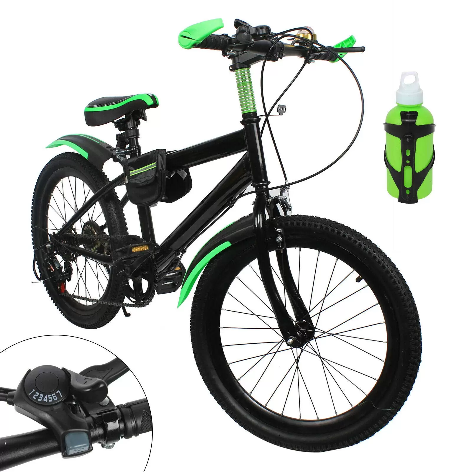 20 inch Kids Mountain Bike 7 Speed Children Bicycle Cycling Perfect For Beginner Riders Girls Boys Available Adjust Height Double