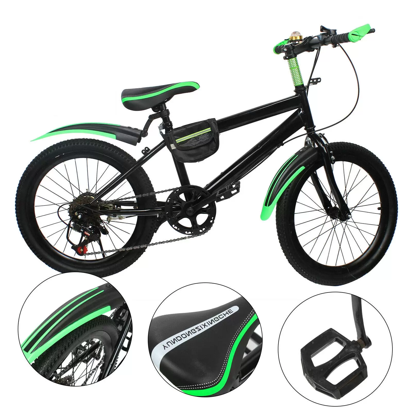 20 inch Kids Mountain Bike 7 Speed Children Bicycle Cycling Perfect For Beginner Riders Girls Boys Available Adjust Height Double