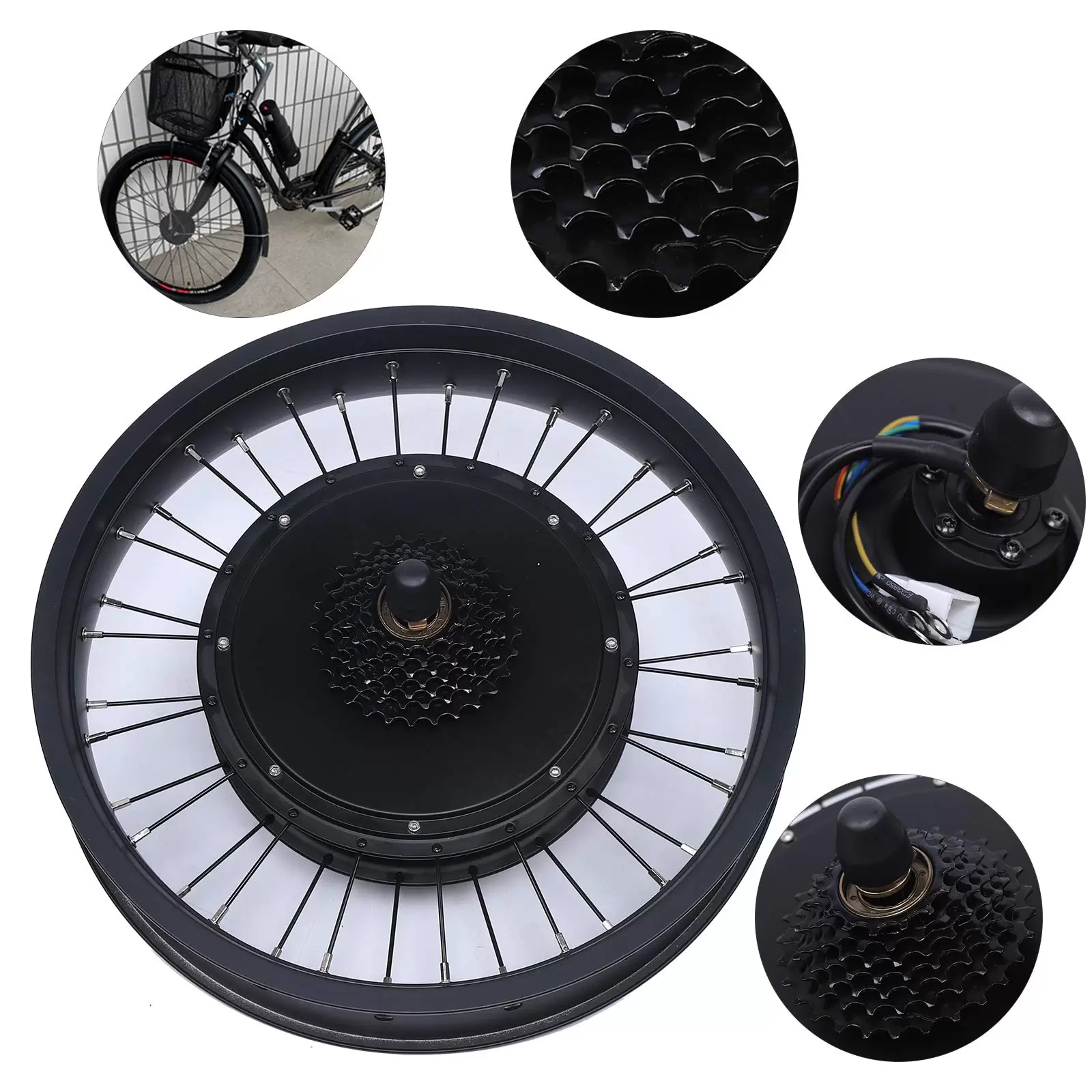 Rear Wheel 20" 48V 1000W Electric E Bike Conversion Kit 1000W Conversion Kit with Premium Motor and Pre-drilled Holes