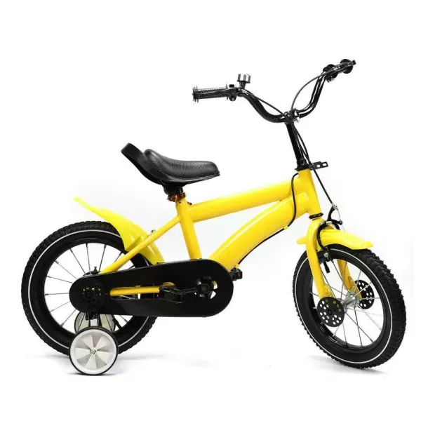 14 Inch Children's Bike Yellow Cool and Safe Play Bike Unisex Bike with Removable Stabilizers Gift for Child Yellow Carbon Steel Alloy 27.1inch to 30.3inch