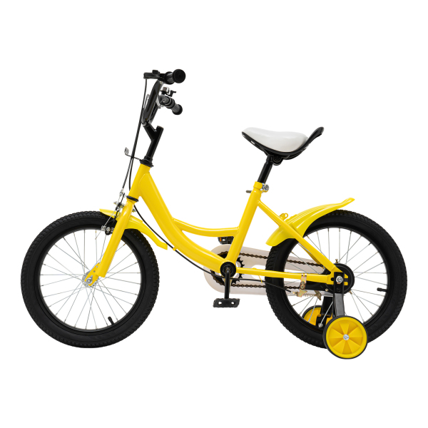 16 Inch Children's Bike For Boys And Girls Carbon Steel Frame Wheel With Brake Suitable for children with height of 105cm to 135cm Yellow