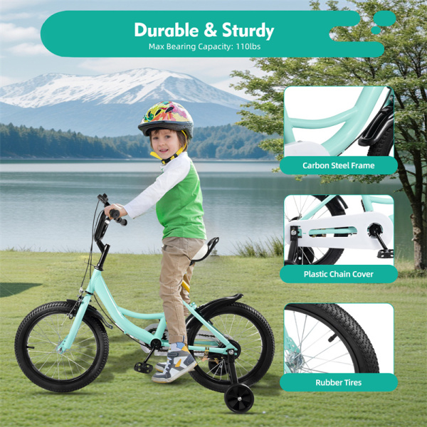 16 Inch Children's Bike for Girls and Boys from 4 to 8 Years Old with Non-slip Stabilizers Suitable for Children with Height of 105cm to 135cm