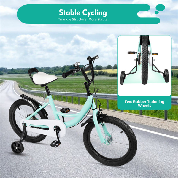 16 Inch Children's Bike for Girls and Boys from 4 to 8 Years Old with Non-slip Stabilizers Suitable for Children with Height of 105cm to 135cm