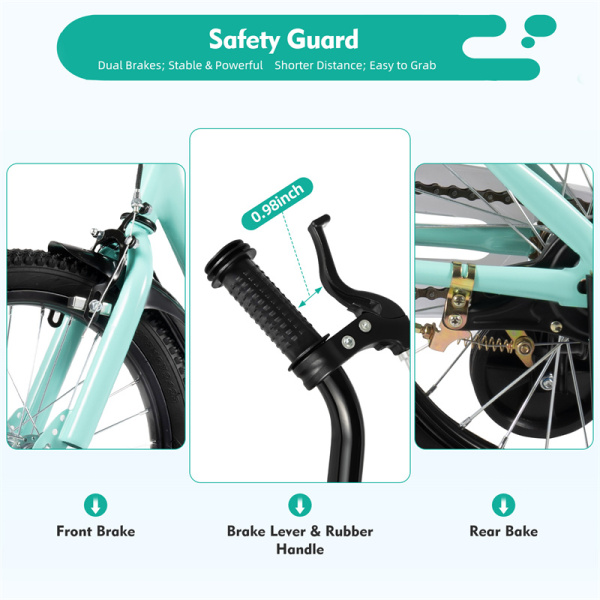 16 Inch Children's Bike for Girls and Boys from 4 to 8 Years Old with Non-slip Stabilizers Suitable for Children with Height of 105cm to 135cm