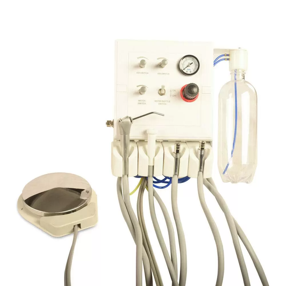 4 Hole Mobile Hose Unit Air Control Weak Suction Type Wall Turbine Unit Turbine Unit 4-hole Dental Air Turbine with Barometer for Dental Clinics or Home