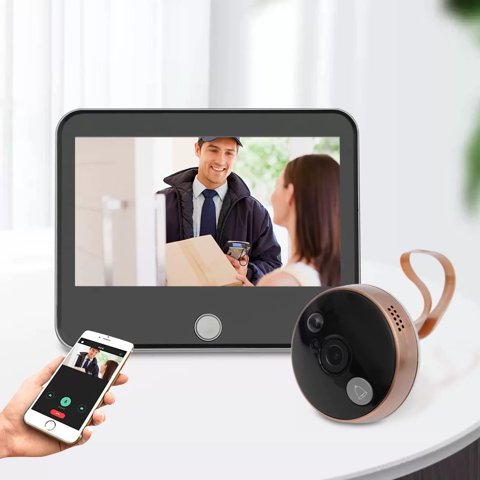 WIFI Doorbell With 4000 MAH Battery 140° Wide Angle And PIR Sensor 1.3 MP Peephole Camera Applied to Households Hotels WIFI Doorbell With 4000 MAH Battery 140° Wide Angle And PIR Sensor 1.3 MP Peephole Camera Applied to Households Hotels
