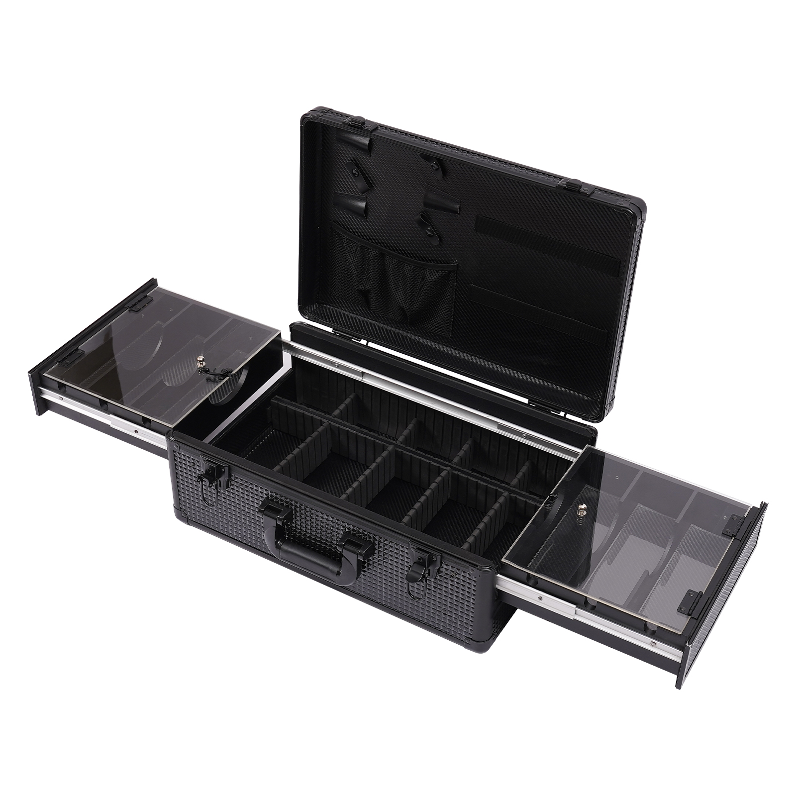 Aluminum Makeup Case Tool Case for Storing Scissors Makeup and Other Items Used By Hair Stylists Pet Groomers 19.7*13*7.8inch Black