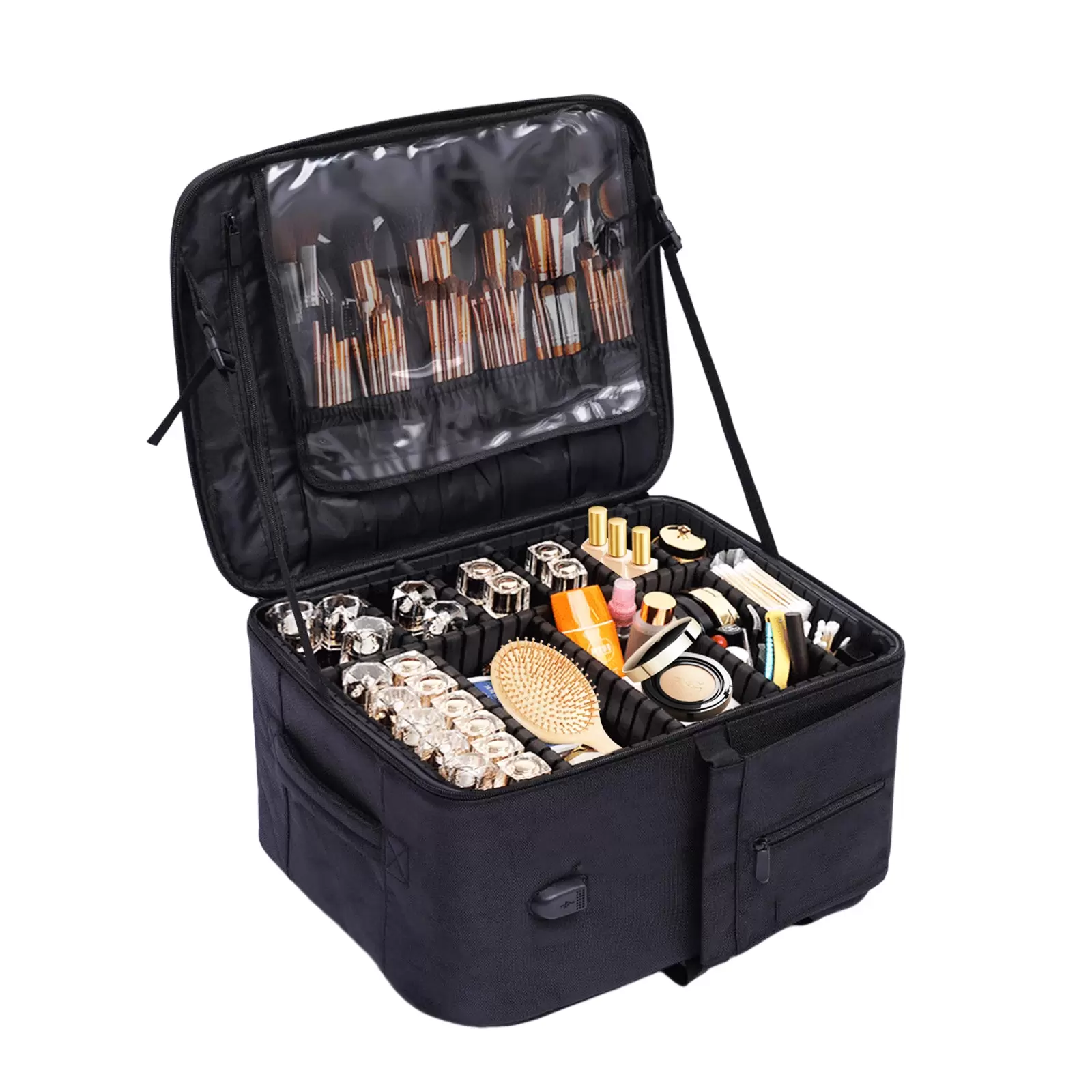 Makeup Backpack Professional Makeup Case Extra Large Travel Train Case Makeup Bag for Women and Girls Cosmetic Organizer Black