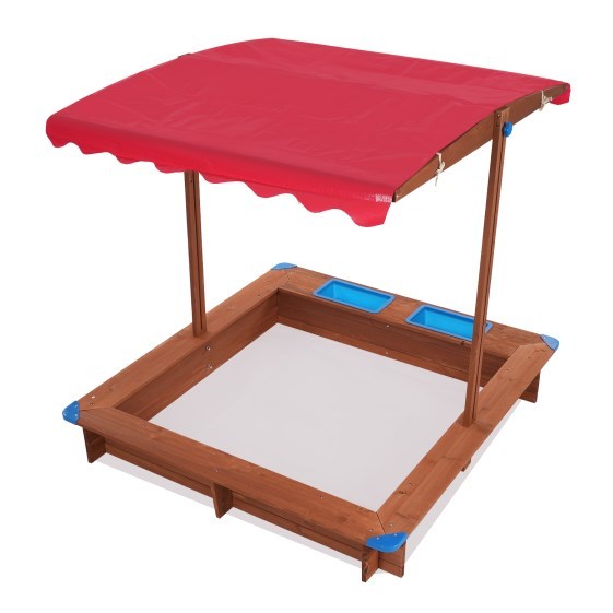 Covered Wooden Sandpit, Children's Sandpit, Garden Sandpit, Red