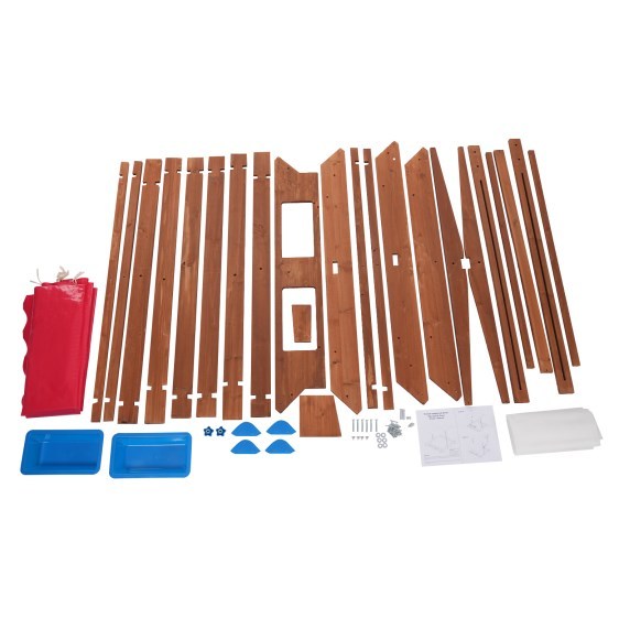 Covered Wooden Sandpit, Children's Sandpit, Garden Sandpit, Red