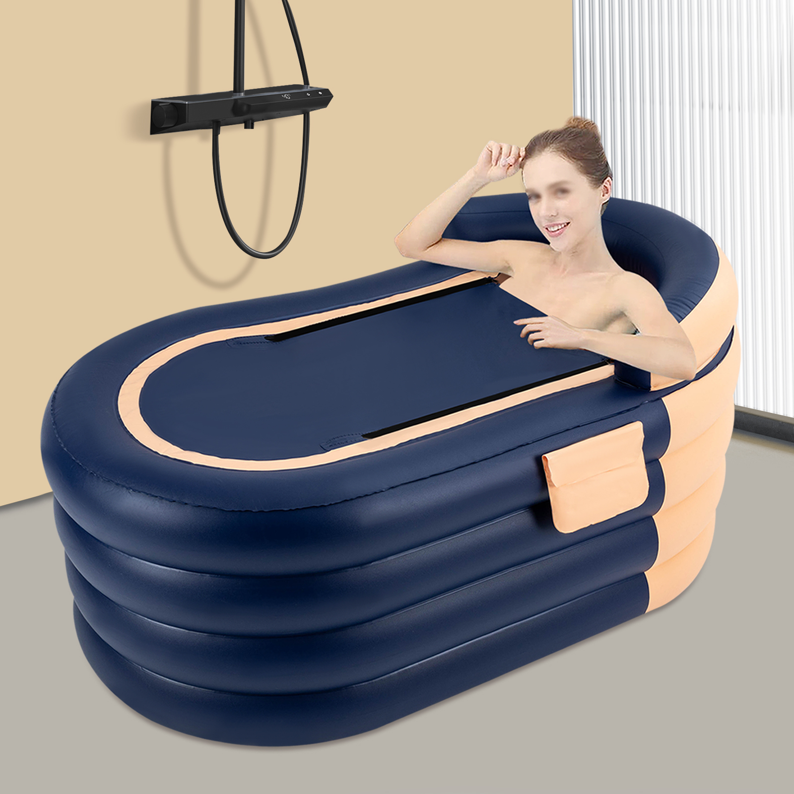 1.4m Adult Inflatable Bathtub with Wireless Electric Air Pump for Hot Water Bath and Ice Bath