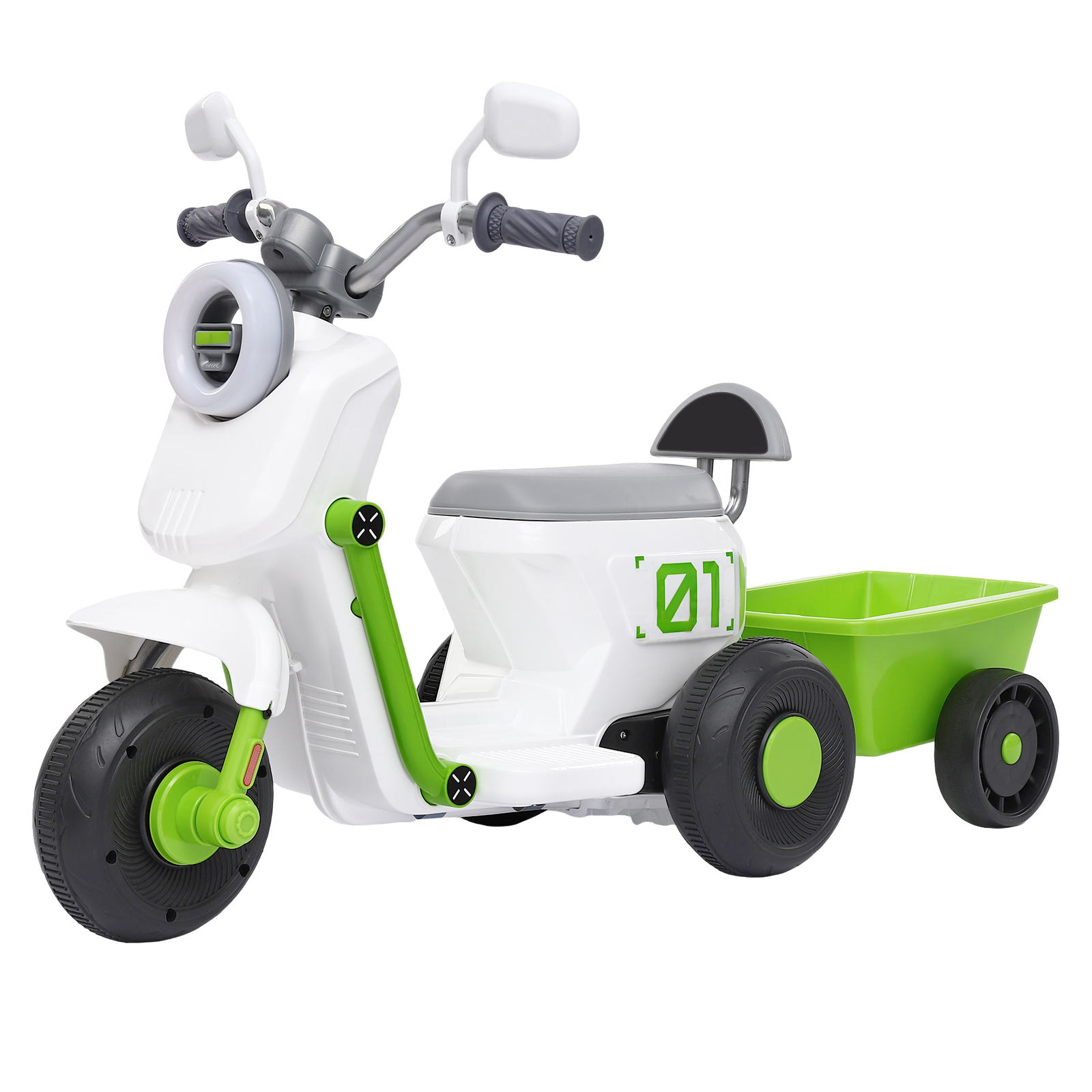 Electric Motorcycle With Rear Bucket European Standard Children's Electric Motorcycle Modern Without 6V4.5AH Batteries White