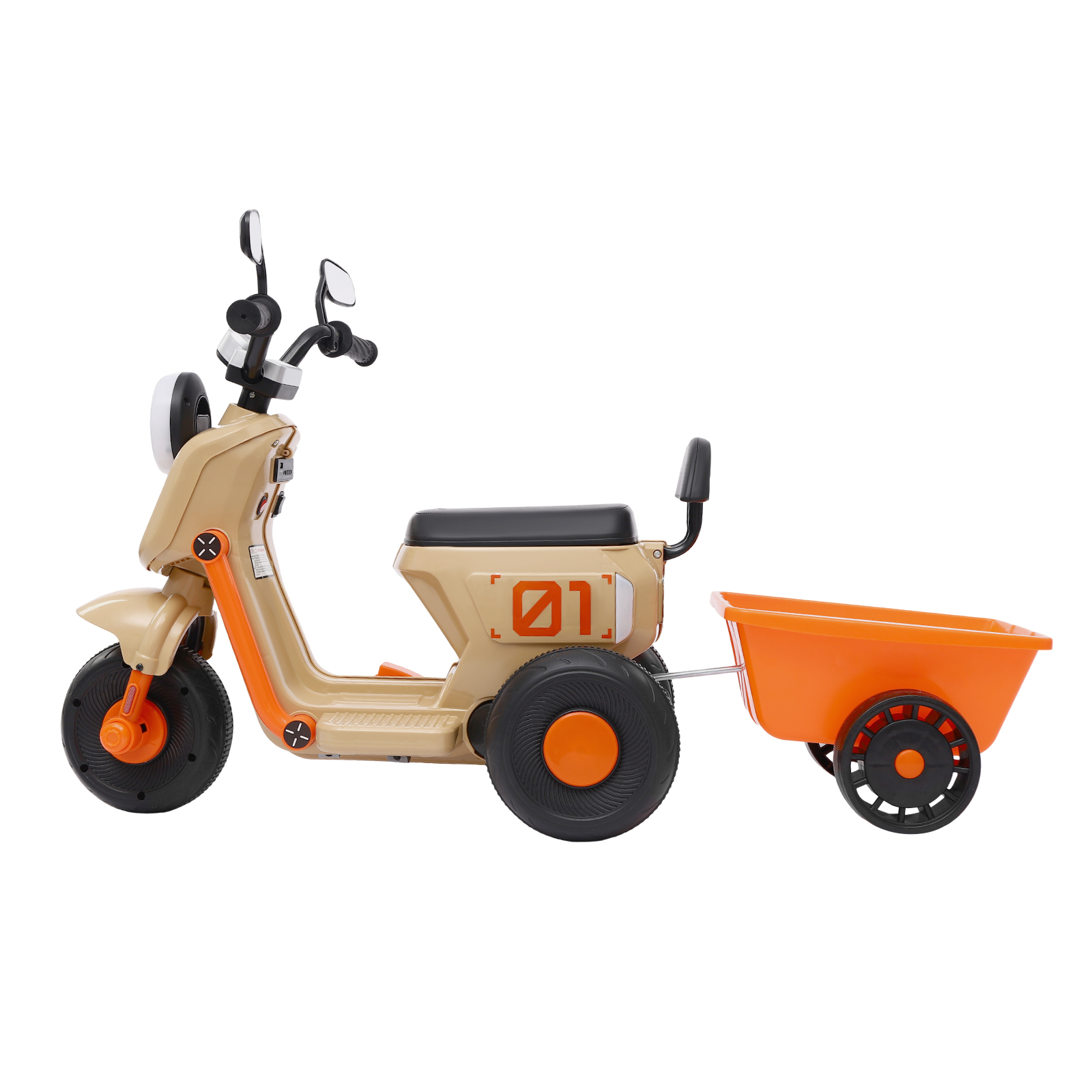 Electric Motorcycle With Rear Bucket European Standard Children's Electric Motorcycle Modern Without 6V4.5AH Batteries Beige Electric Motorcycle With Rear Bucket European Standard Children's Electric Motorcycle Modern Without 6V4.5AH Batteries Beige