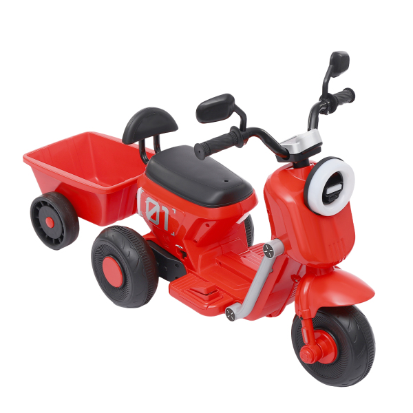 Electric Motorcycle With Rear Bucket European Standard Children's Electric Motorcycle Modern Without 6V4.5AH Batteries Red
