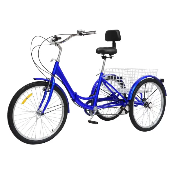 Tricycle for Adults 24 Inch 7-Speed Tricycle for Seniors Folding Bike 3 Wheel Tricycle Cruise Tricycle 3-Wheel Bicycle Tricycle Cargo Bike with Basket