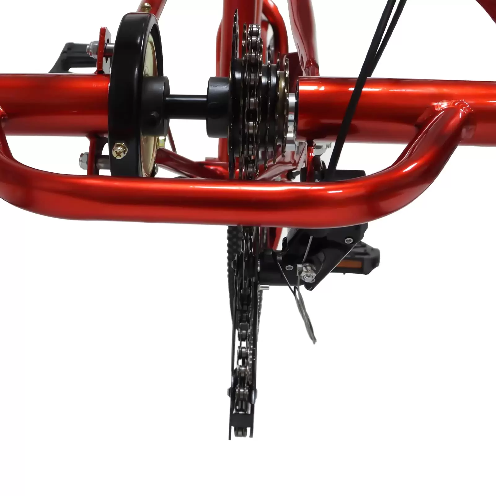 Folding Bike 24 Inch Adult Tricycle 3 Wheels Bike with Basket and Backrest 7 Speed Tricycle for Senior Adults（Red）