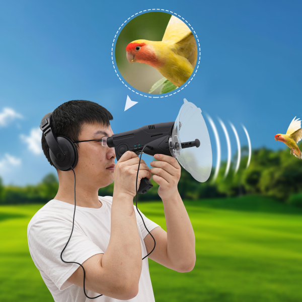 Listening device with microphone for bird watching, Recording distance: 100m, Sensitivity: -68 ~ -50dB