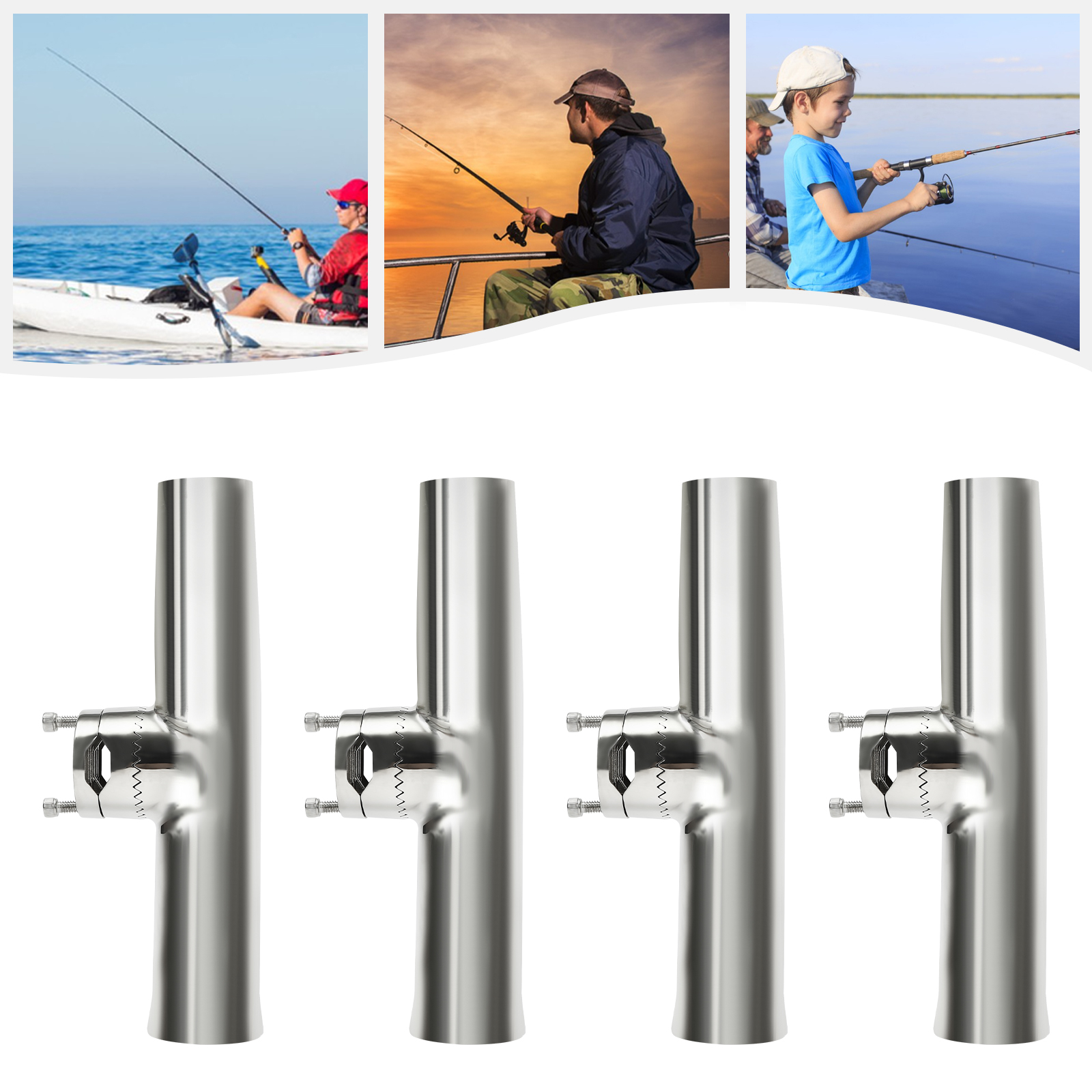 4pcs Wall Mounted Fishing Rod Holder Fishing Rod Holder Rail Mounted Fishing Rod Holder Ideal Tool For Fishing Enthusiasts Silver
