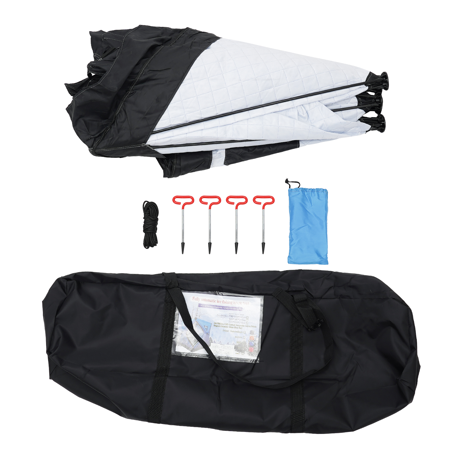 Portable Ice Fishing Shelter for Anglers Square Thermal Ice Fishing Hut with Reflective Strips Portable Ice Fishing Tent Fishing Shelter Blue Portable Ice Fishing Shelter for Anglers Square Thermal Ice Fishing Hut with Reflective Strips Portable Ice Fishing Tent Fishing Shelter Blue