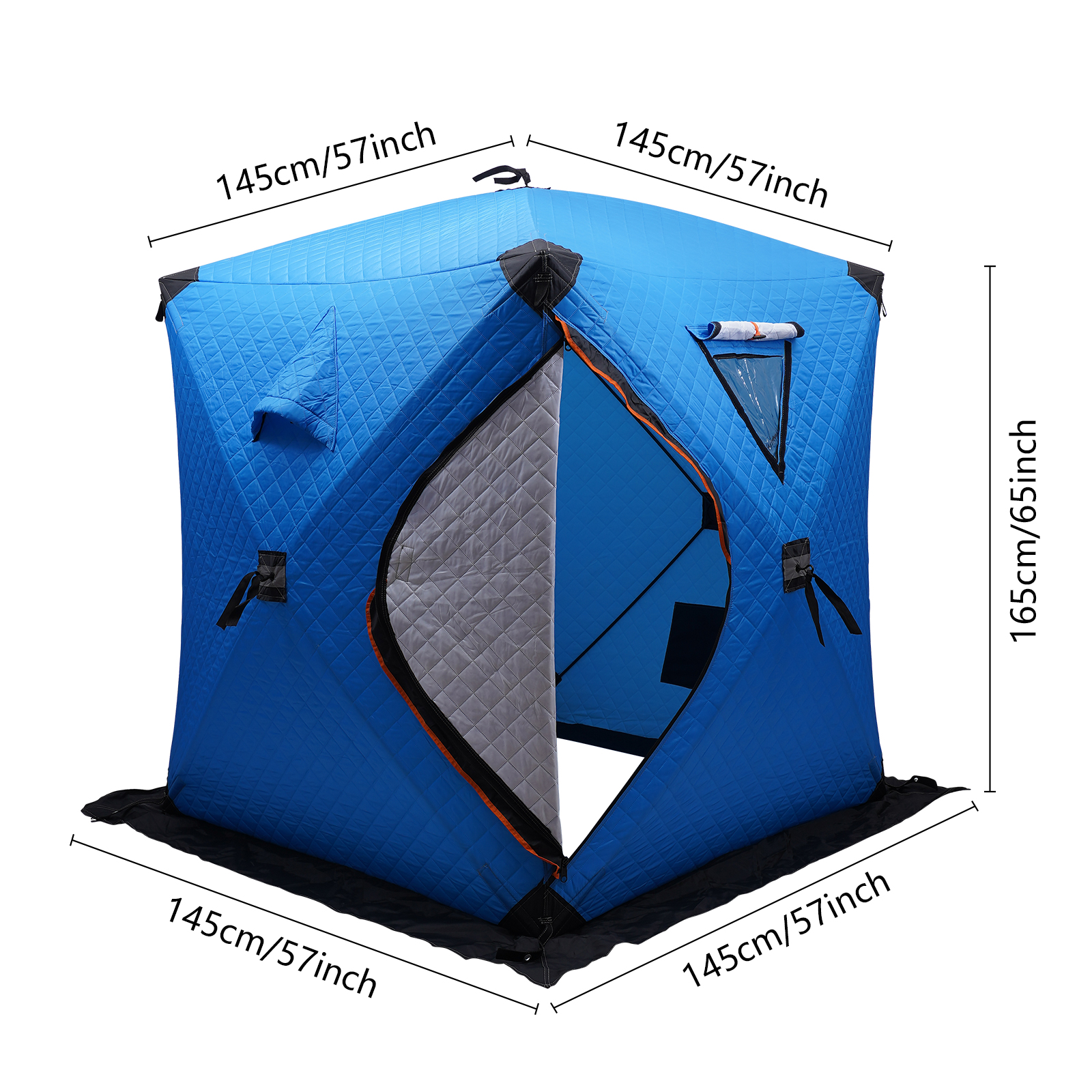 Portable Ice Fishing Shelter for Anglers Square Thermal Ice Fishing Hut with Reflective Strips Portable Ice Fishing Tent Fishing Shelter Blue Portable Ice Fishing Shelter for Anglers Square Thermal Ice Fishing Hut with Reflective Strips Portable Ice Fishing Tent Fishing Shelter Blue