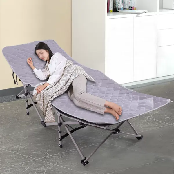 Folding Camping Cot with Cushion for Adults, Heavy Duty Sleeping Bed, Portable Travel Camp Cot