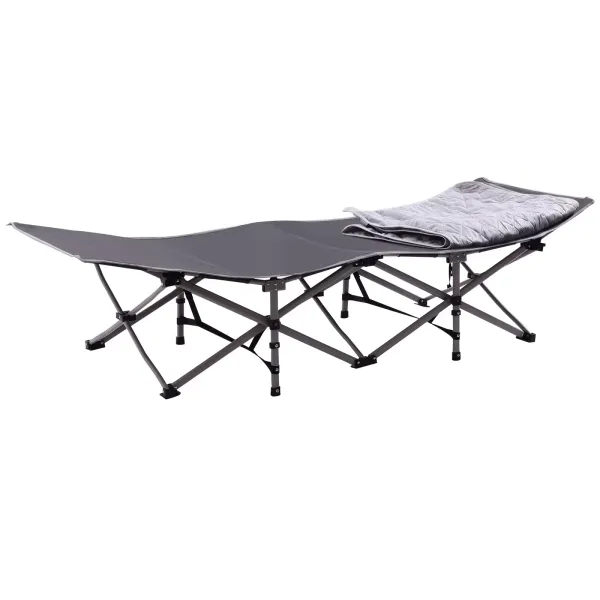 Folding Camping Cot with Cushion for Adults, Heavy Duty Sleeping Bed, Portable Travel Camp Cot