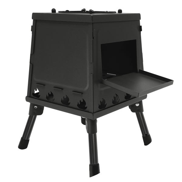 Camping, Outdoor Tent Heating Camping Tent Cookware Outdoor Portable Wood Stove Tent Stove For 3-5 People Portable Windproof Tent Stove Black