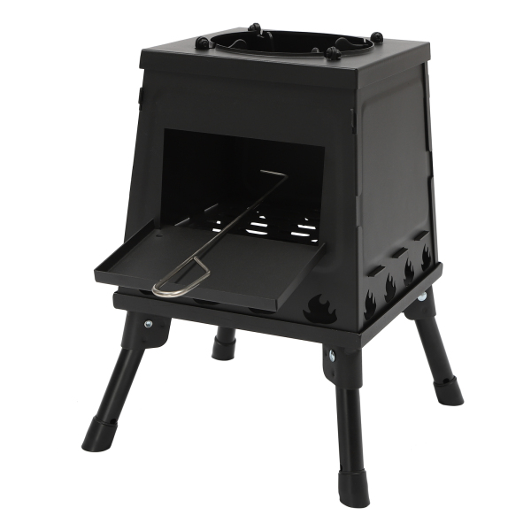 Camping, Outdoor Tent Heating Camping Tent Cookware Outdoor Portable Wood Stove Tent Stove For 3-5 People Portable Windproof Tent Stove Black