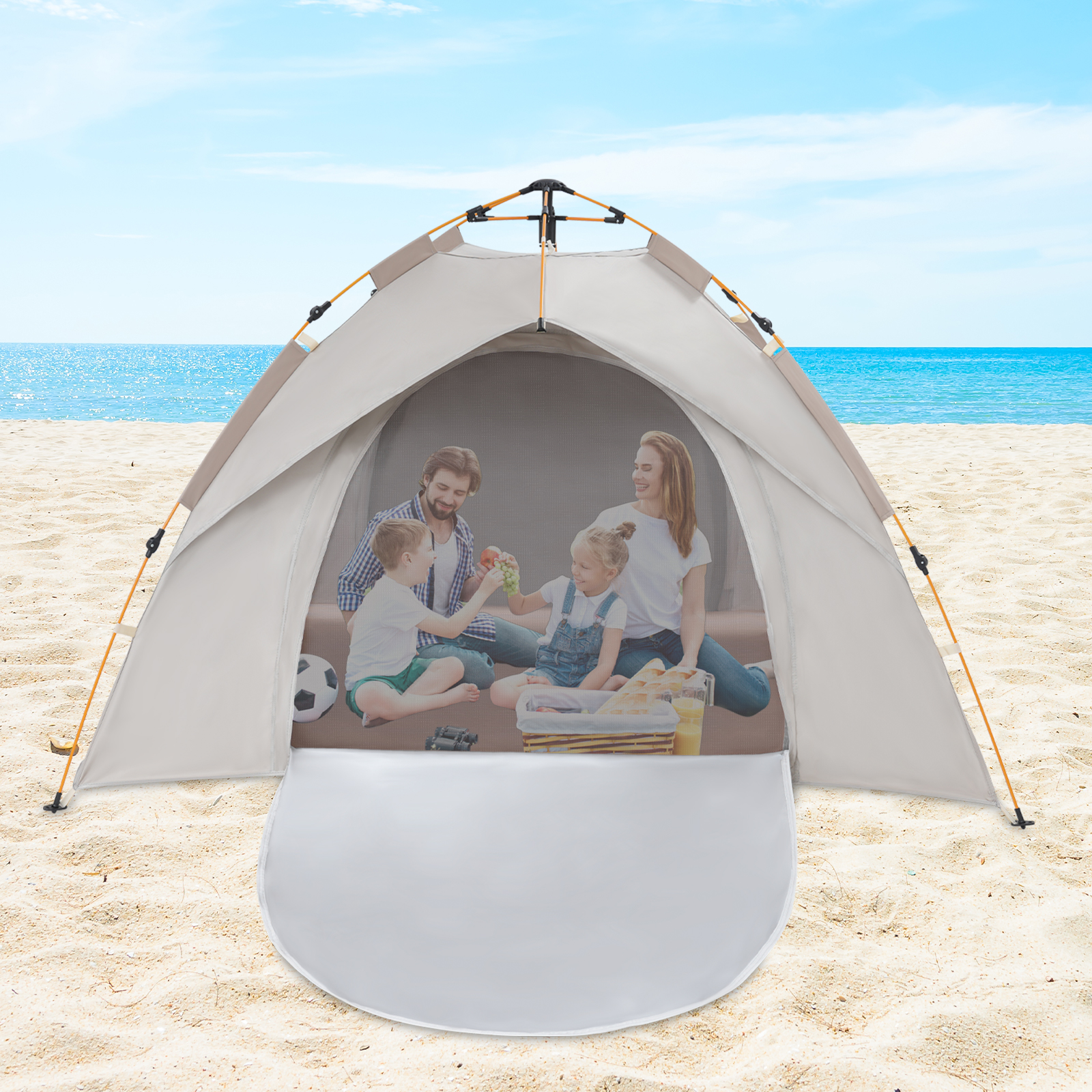 Tent with Mesh Windows, Instant Pop Up Tent, Family Camping Tent for Family Camping, Traveling, Fishing